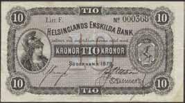 2 skilling banco, 1 riksdaler RM samt 1 kronor, blandad kvalitet. 1.000:- 389 Sju sedlar, 5 och 10 kronor, 1910 1933, blandad kvalitet.