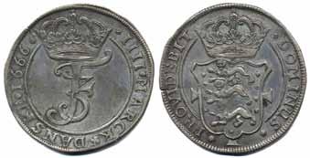 1+ 800:- 494 Sieg 60 Frederik III 1 krone 1668. 22,25 g.