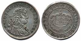 1 Frederik III 2 mark 1666. 10,89 g. GK and Dominus Prouidebit.