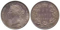 XF-UNC 2.500:- 606 606 KM 6 Canada 50 cents 1888.