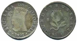 609 610 609 KM C6 Colombia 8 reales 1821.