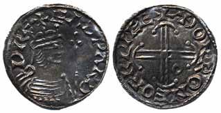 Coins, Great Britain / Mynt, Storbritannien 664 665 666 667 664 Spink 1157 Cnut (1016-1035) penny. York. 0,95 g. Moneyer Swertinc.