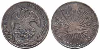 6 Mexico Guadalajara 8 reales 1887. Ga Js.