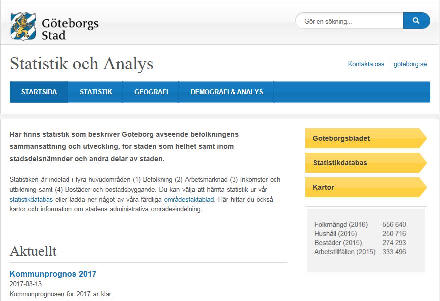 Tillgänglig statistik Webbsidan statistik