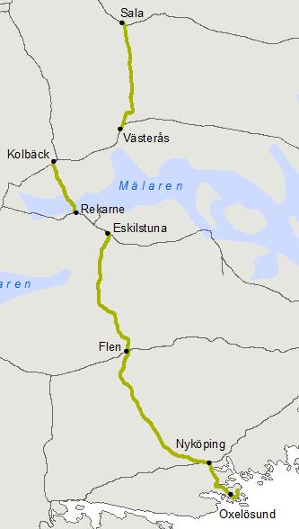 Sala-Oxelösund Åtgärdade nedsättningar jämfört med JNB 2017 Flens övre Eskilstuna km 61+221-100+360 Risk för varaktig hastighetsnedsättning till