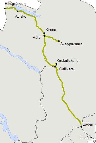 Malmbanan Holmfors-Ljuså, km 1158+405 1161+694. Risk för varaktig nedsättning för malmtågen till STH 40 p.g.a. dåligt spår.