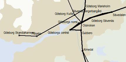 Göteborgs närområde Almedal, upp- och nedspår, km 4+204-4+965. Risk för varaktig nedsättning till STH 90 p.g.a. dåligt spår.