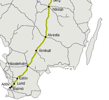 Tranås Gripenberg nedspår km 297+094-306+672. STH 130 p.g.a. dåliga räler. Katrineholm-Strångsjö, nedspår km 135+181-140+152. STH 130 p.g.a. dåliga räler. Strångsjö-Simontorp, uppspår km 144+501-150+730.