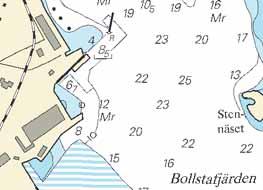 Nr 118 4 Bottenhavet / Sea of Bothnia * 3388 Sjökort/Chart: 523 Sverige. Bottenhavet. Ångermanälven. Bollsta. Pråm permanent förtöjd vid kaj. En 91,3 m lång pråm är fast förtöjd vid kajen i Bollsta.