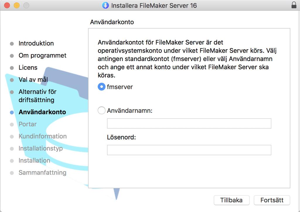 (macos X). 1 Om du vill använda ett befintligt konto på datorn väljer du Användarnamn och anger kontots användarnamn och lösenord.