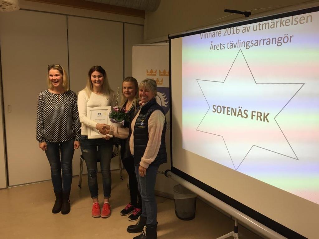 Sotenäs Frk utnämndes 2016 till Årets Tävlingsarrangör, Grattis!