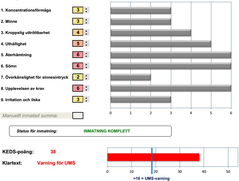 Får i fortsatt hemuppgift att balansera mellan aktivitet och vila, sam att identifiera hinder och trigger-/risksituationer för hög stress.