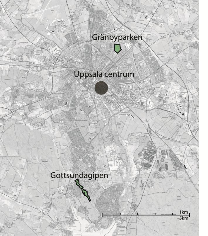 Platsanalys För att utvärdera hur analysmetoden fungerar praktiskt utförde vi platsanalyser på två stadsdelsparker i Uppsala.