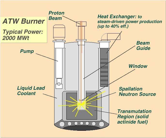 Transmutation sker redan i en vanlig reaktor men bristen på neutroner begränsar processen. I en vattenkyld reaktor klyvs ca: 20% av 239 Pu.