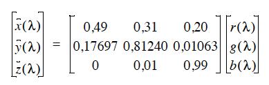 Color matching functions Linjär transformation