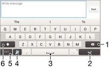 Skriva text Virtuellt tangentbord Du kan skriva text med det virtuella QWERTY-tangentbordet genom att trycka till på de olika bokstäverna, eller du kan skriva med dragningar och dra fingret från