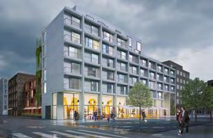 Byggnaden planeras bestå av totalt 10,8 tusen kvadratmeter fördelat på cirka 200 bostadsrättslägenheter samt fem kommersiella ytor i bottenplan.