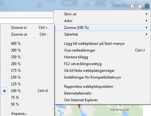 Ändra inzoomningen i din webbläsare på följande sätt: 1.