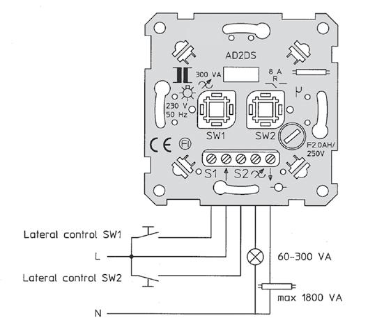 Exxact Teknisk information Dimrar Tyristordimmer (kombidimmer) 300 W/VA 8A, för glödljus och konventionell transformator P118077 Huvuddata för referensprodukt E-nummer 13 706 10 Produkttyp