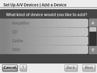 ): Amplifier (Förstärkare) CD (CDR) player (CD-/CDR-spelare) Cable Box (Kabelmottagare) DVD Player (DVD-spelare) DVDR (+HDD) DVD - VCR (Kombinerad DVD och video) Game Console (Spelkonsol) Home Cinema