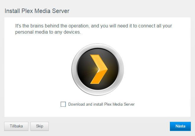 Skärmen för att installera Plex Media Server visas.