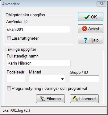 användar-id: ukani001 (Karin Nilsson) och