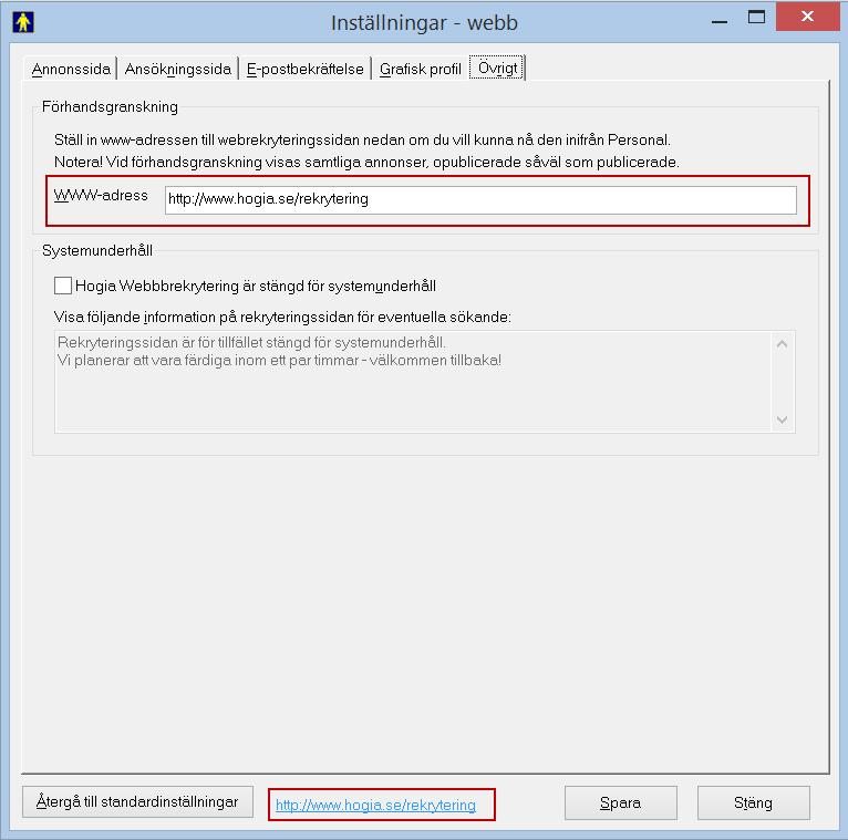 Övrigt För att du ska kunna förhandsgranska annonserna krävs det att du har fyllt i uppgifter till servern om vilken www-adress som annonserna kan förhandsgranskas på.