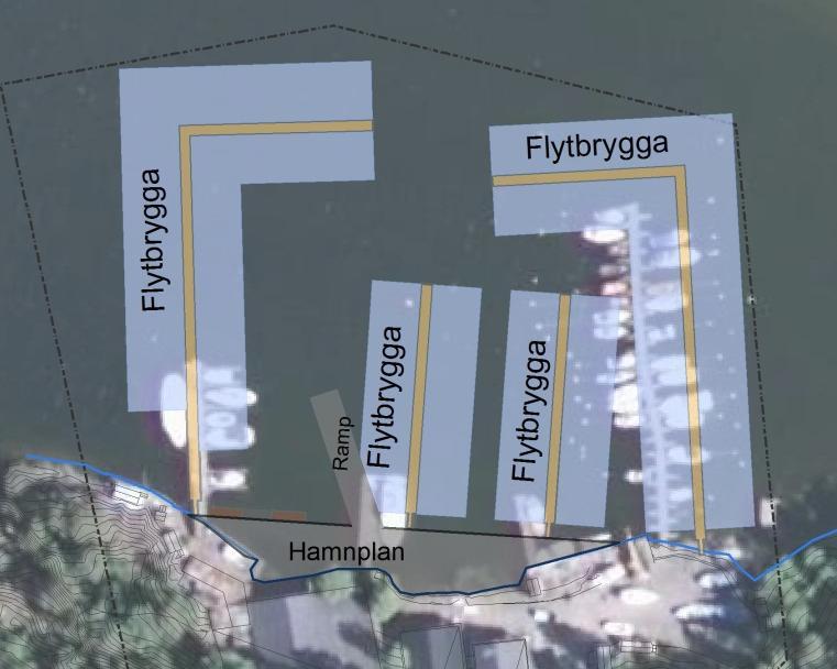 HAMNLAYOUTER Utredningen har resulterat i ett antal olika alternativa utformningar avseende logistik och kajlinjer.