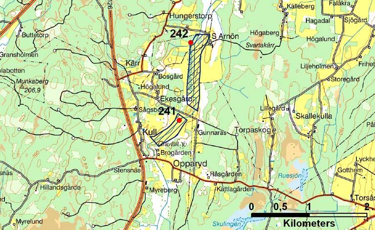 Kartbild över område 242 och 241. 243.