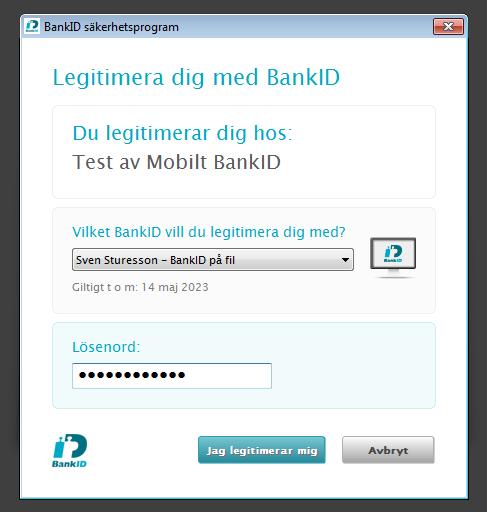 Alternativ 2 Resultat via BankID eller Nordea. Ange ditt Lösenord och klicka Jag legitimerar mig. 3.