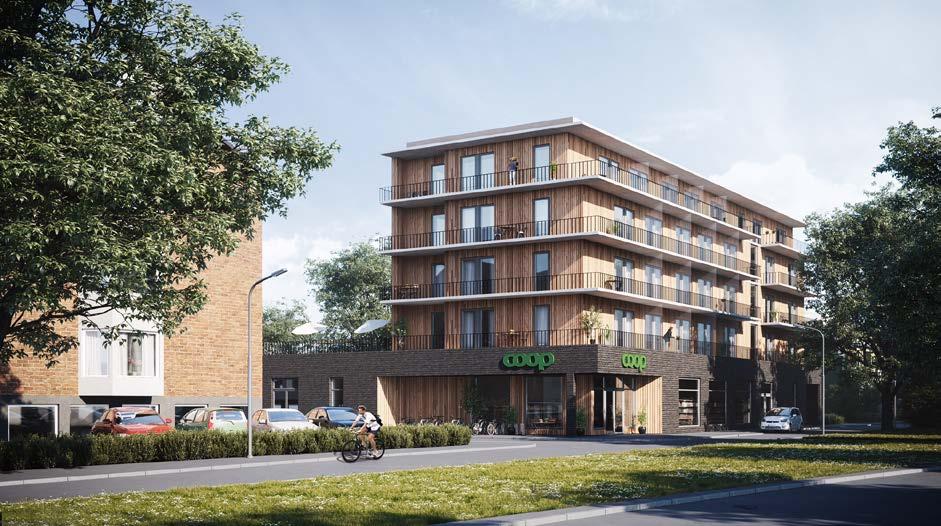 Sektionen visar också relationen till de radhus som sett från Ringgatan ligger bakom den föreslagna byggnaden.