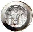Bild 2:1 3. Endast myntbilden förändras vid periodiska indragningar. Tre brakteater från myntorten Hildesheim (i Niedersachsen), biskop Konrad II eller efterföljare (1240 1260). Vikt och diameter: 1.