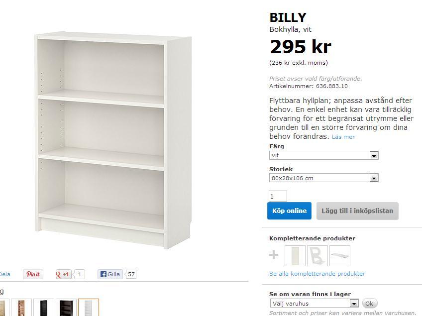 Bild 2: Bokhyllan Billy En av testpersonerna med synnedsättning använder ett program som konverterar färger och exempelvis gör vit bakgrund svart. Bilderna på ikea.