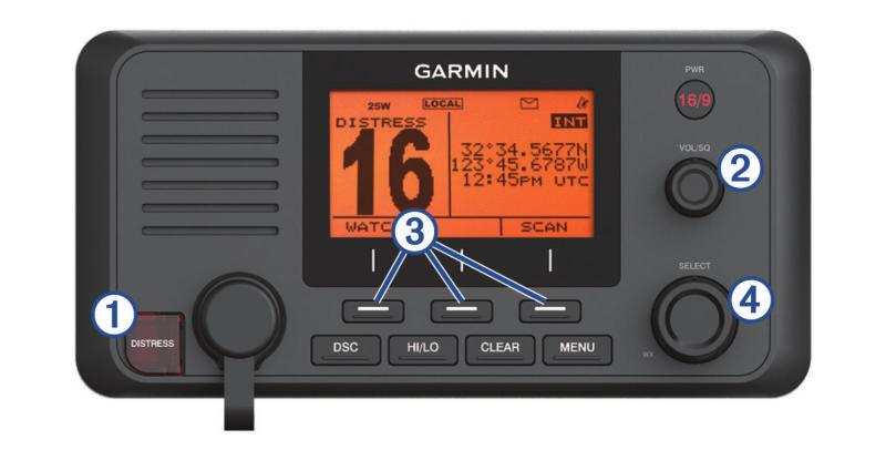 Hemskärm VHF 210 AIS Objekt Knapp À Á DISTRESS VOL/SQ Lyft luckan och tryck för att skicka ett DSCnödanrop med ett programmerat MMSInummer (Ange ditt MMSI-nummer, sidan 4).