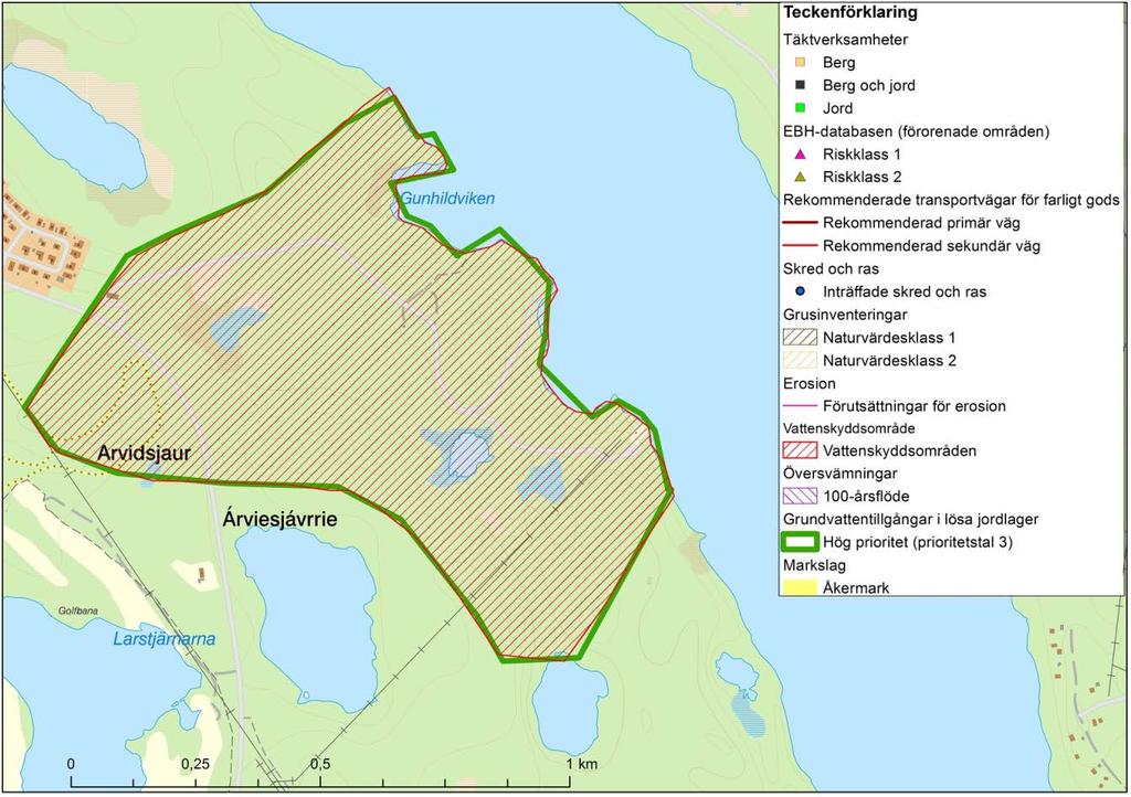 9.1.11 Moränbacklandskapet Nyborgsheden i Arvidsjaur, Arvidsjaurs kommun Länsstyrelsen i Norrbottens län Lantmäteriet Tabell 18. Prioriteringsklasser samt prioriteringstal för vattenresursen.