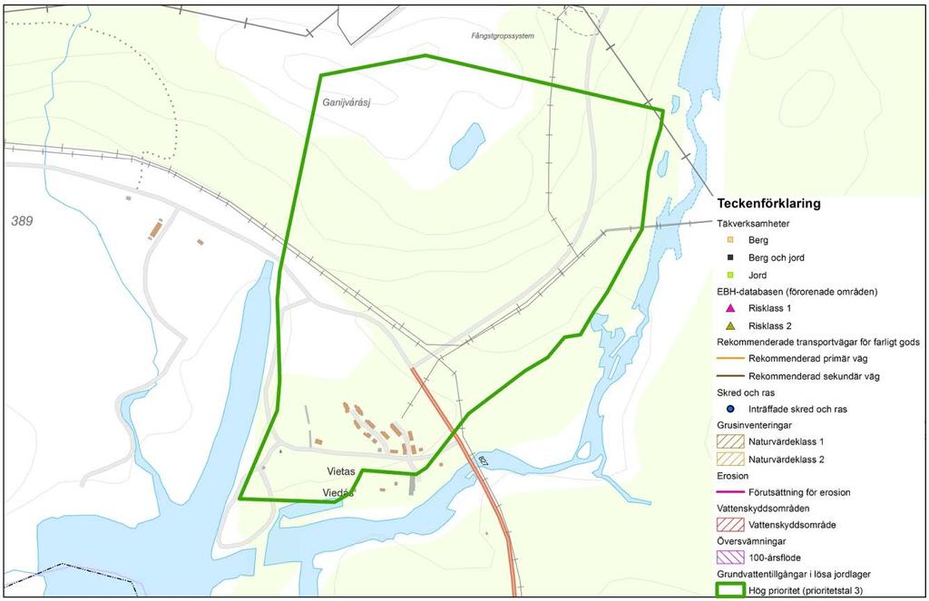 9.1.15 Isälvsavlagring Stora sjöfallet Laponia, Gällivare kommun Länsstyrelsen i Norrbottens län Lantmäteriet Tabell 22. Prioriteringsklasser samt prioriteringstal för vattenresursen.