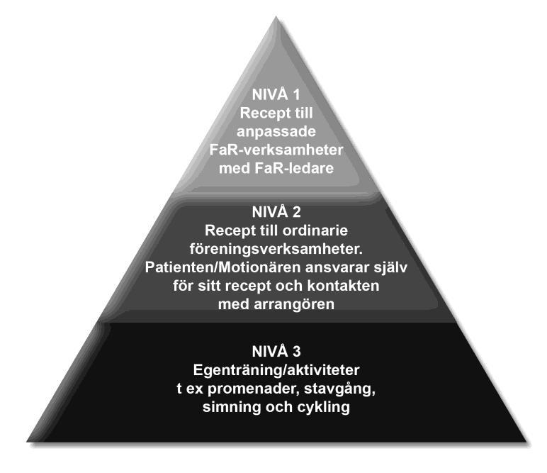 Aktiviteter för nivå 1 FaR receptet skickas till FaR ledaren FaR-grupper med särskilt utbildade ledare (första besöket är gratis) Hänvisningsnivåer i FaR-verksamhet Aktivitetskatalogen är ett