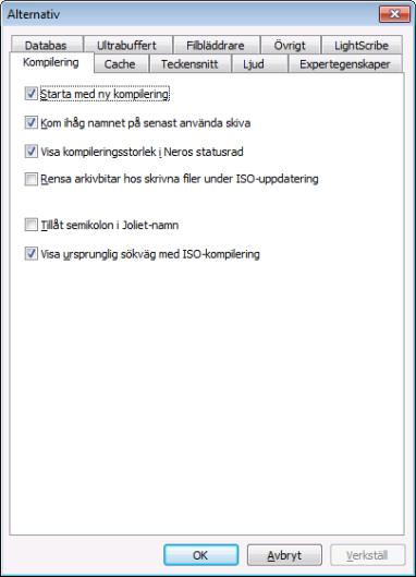 Inställningsalternativ 16 Inställningsalternativ Du ställer in alternativen för arbetet med Nero Burning ROM i fönstret Alternativ.