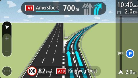 Om du vill stänga av körfältsbilder väljer du knappen Inställningar i huvudmenyn och väljer sedan Utseende. Stäng av inställningen Visa förhandsvisning av motorvägsavfarter.