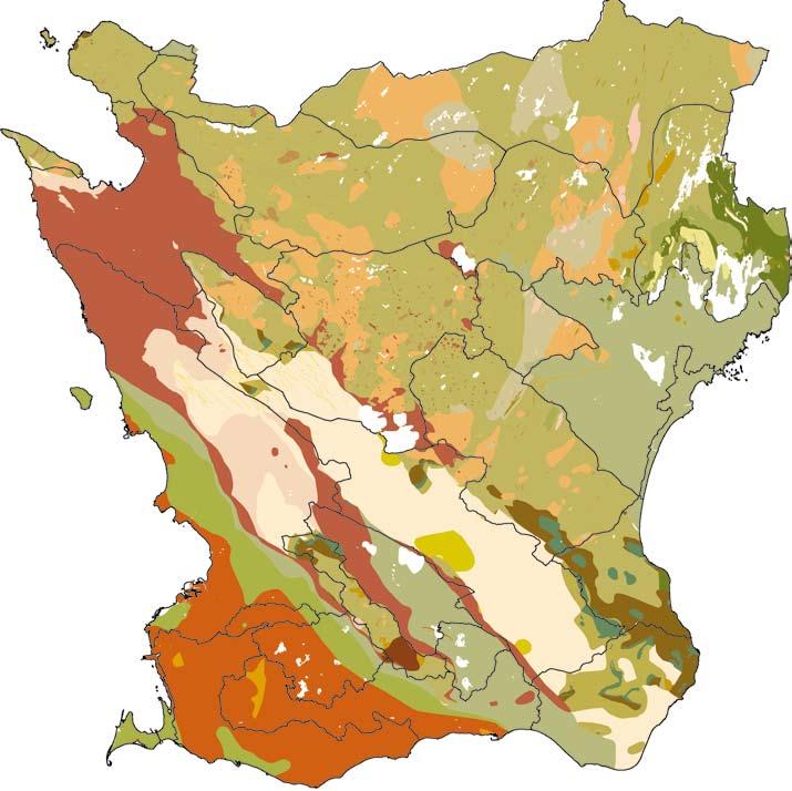 L a n d s k a p s k a r a k t ä r s a n a l y s m e t o d o c h r e s u l t a t Bergart Ur Nationella jordartsdatabasen, Sveriges Geologiska Undersökning (SGU).