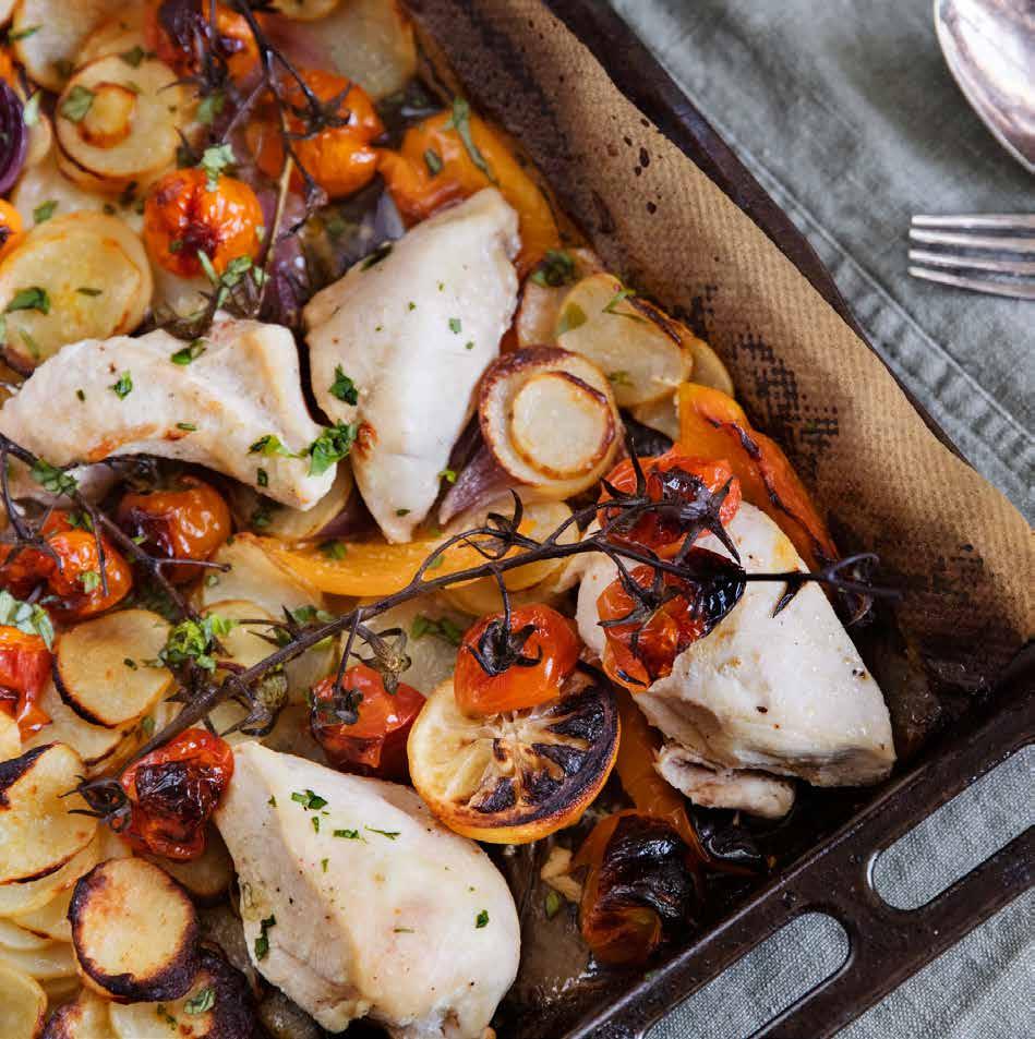 KYCKLING med ugnsbakade grönsaker- och potatis med tzatziki 4 port.