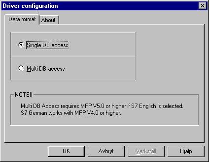Följande fönster visas: I läget Single DB access kan E-terminalen endast adressera ett datablock (DB 51 enligt grundinställning).