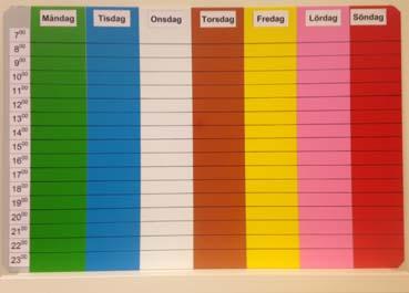 cm Veckoschema magnettavla med tidsvisning* Magnettavla i dagarnas färg med