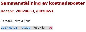 Klicka på Avbryt redigering om du ångrar ändringen. 6.2.2.2 Ta bort kostnadsposter Det är enkelt att ta bort en kostnadspost.