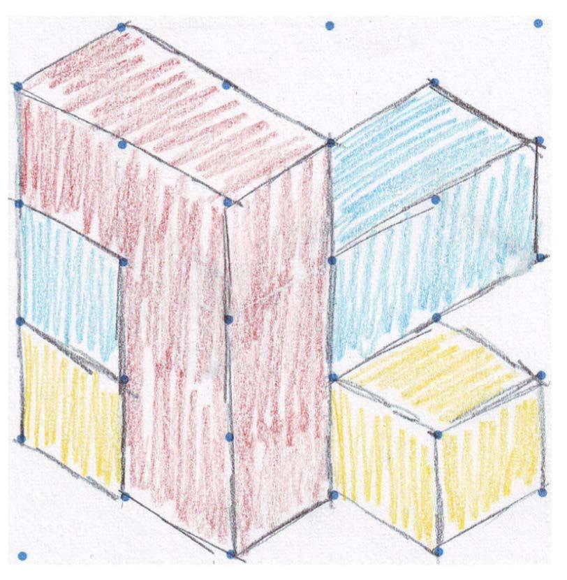 Ur en annan synvinkel Bygg en liten geometrisk kropp och ställ den mitt på bänken. 1. Rita av det du byggt sett från där du sitter. 2.