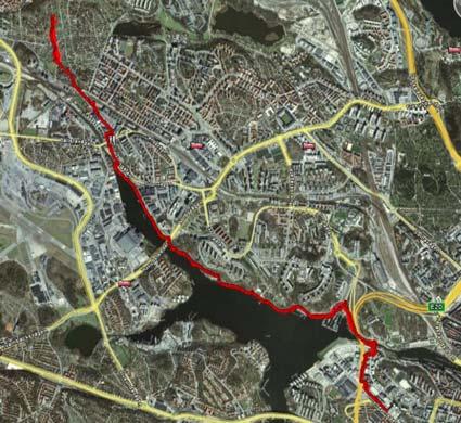 4.3 Duvbo Marieberg Sträckan mellan Duvbo och Marieberg har cyklats fyra gånger tur och retur. Totala längden på sträckan är 7,5 kilometer.