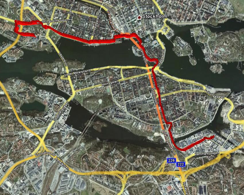 till Hornsgatan. Vid färd norrut utmed Götgatan blir cyklister ofta stoppade vid Folkungagatan.