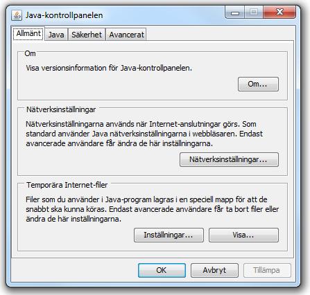 aktiverat: För att se vilken Java-version man