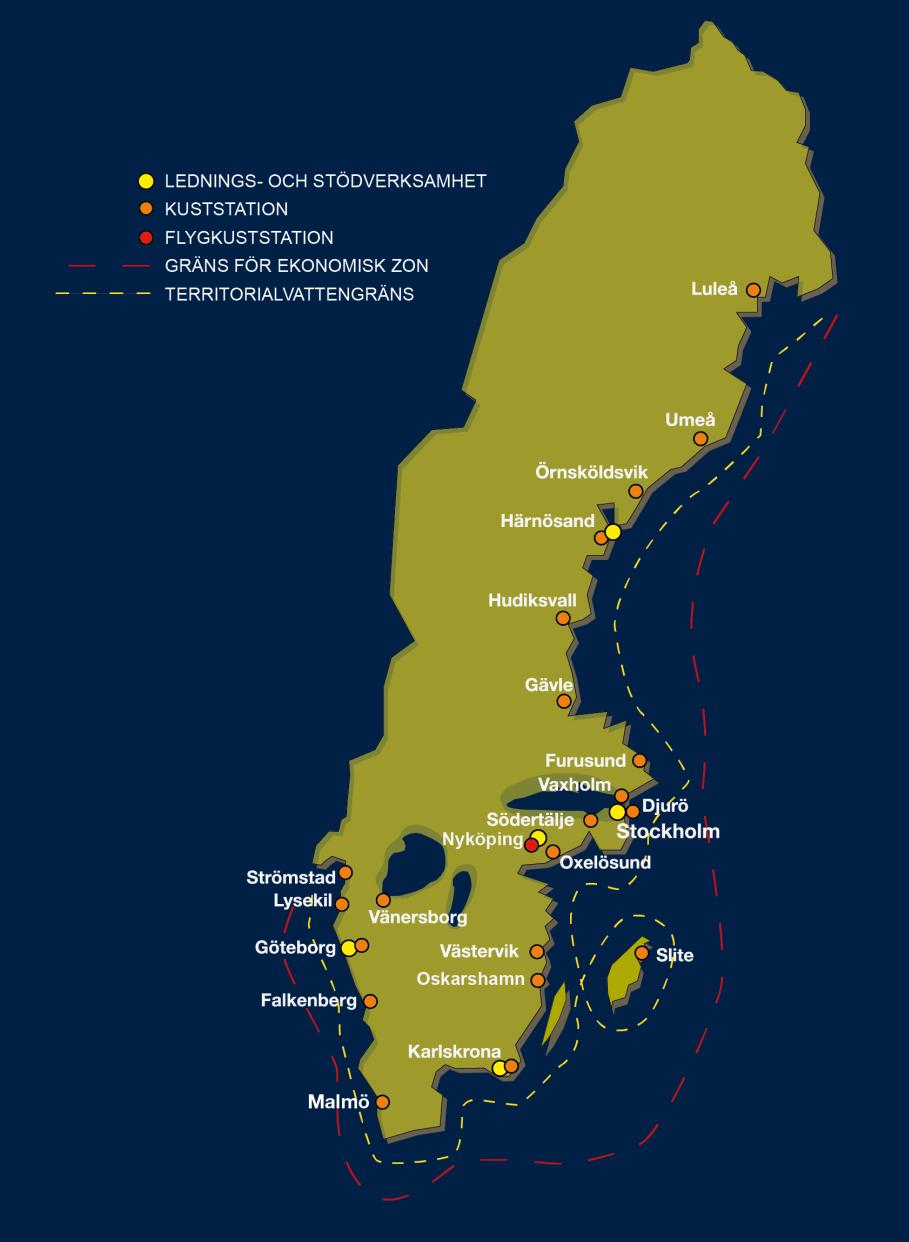 Kustbevakningens operativa verksamhet bedrivs utifrån 22