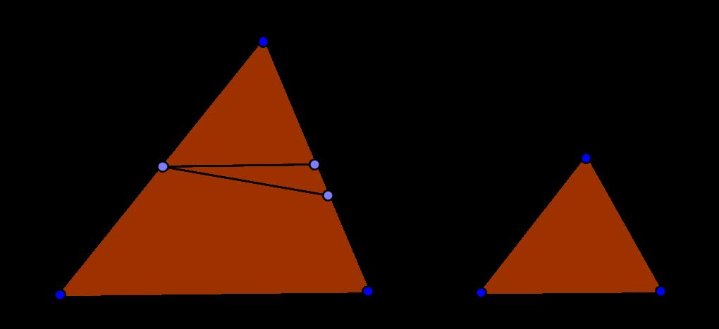 och det följer att F = F. Detta betyder att E F = E F är parallell med BC.